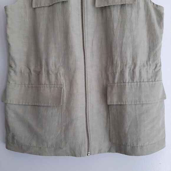 NORDSTROM COLLECTION / Full-Zip Vest Sage Green Utility Style Sz M - Picture 3 of 11